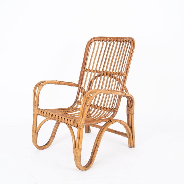 Mid-Century Modern Set of Mid-Century Italian Armchairs in Rattan and Wicker by Tito Agnoli, 1960s For Sale - Image 3 of 15