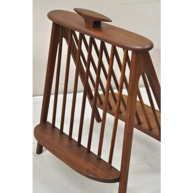Mid 20th Century Arthur Umanoff Mid 20th Century Danish Modern Teak Wood Compass Book & Magazine Rack For Sale - Image 5 of 11