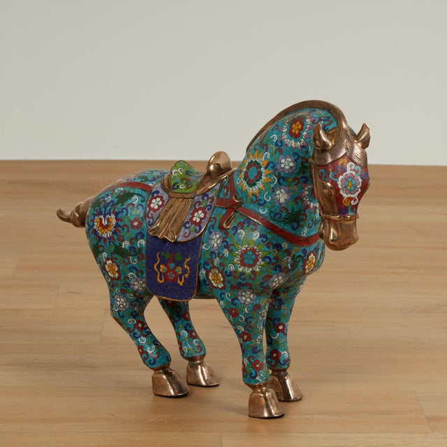 Pair of Vintage Chinese Cloisonne Horses For Sale - Image 17 of 18