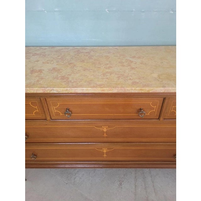 Louis XVI Style Chest of Drawers with Marble Top For Sale - Image 6 of 17