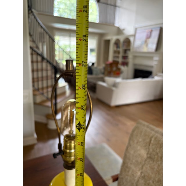 Pair Vintage MCM Yellow Crackle Glaze Ceramic Ginger Jar Table Lamps For Sale - Image 10 of 12