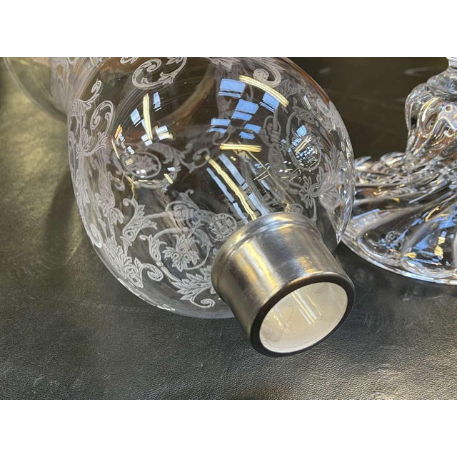 Crystal Candleholder with Engraved Foliage Decoration from Baccarat For Sale - Image 5 of 16