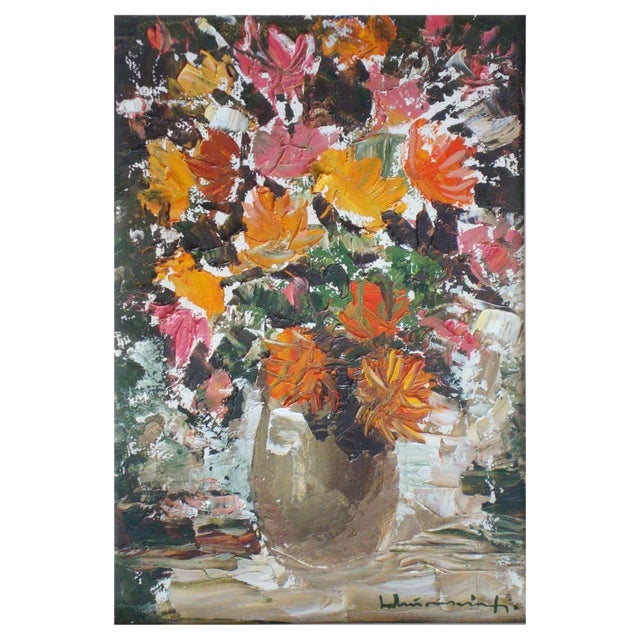Laimdots Murnieks, Flowers, 1985, Oil on Board For Sale
