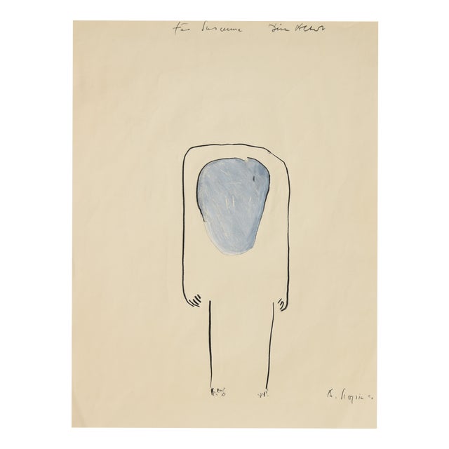 Albert Schöpflin, Anonymous Figure, 1990, Opaque Paint & Charcoal For Sale