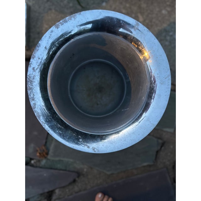 Pair of Large Pedestal Urn Lamps Polished Aluminum Made in India For Sale - Image 4 of 8