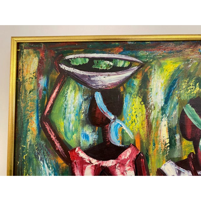 1970s Women Carrying Baskets, 1970s, Oil on Canvas, Framed For Sale - Image 5 of 9