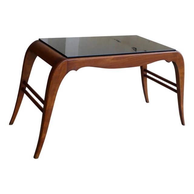 Beech and Black Opaline Coffee Table, 1950 For Sale