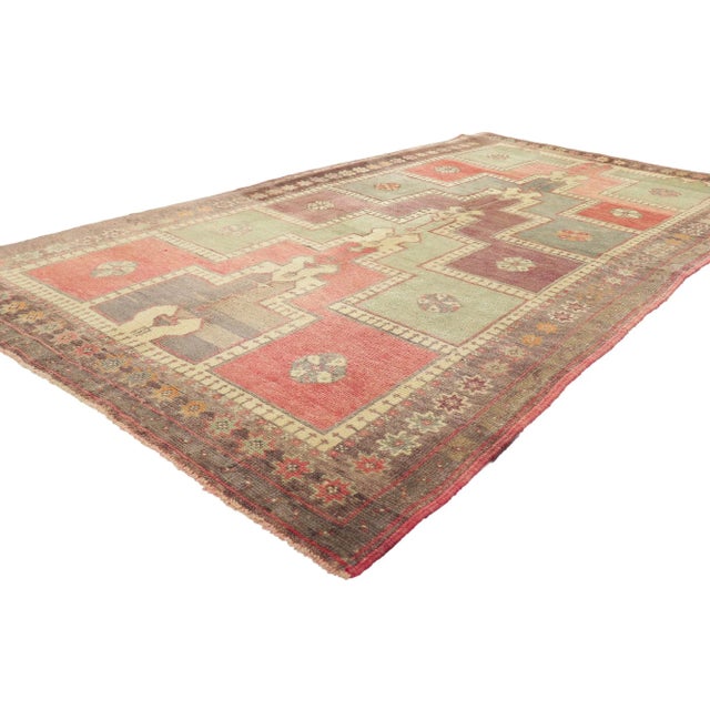 51806 Vintage Turkish Prayer Rug, 04’02 x 07’10. Turkish prayer rugs are specialized carpets used by Muslims during their...