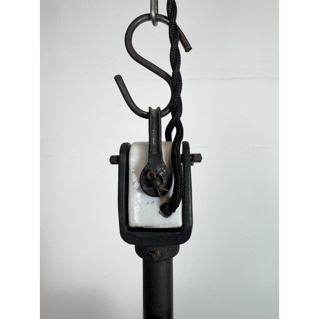 Industrial Black Enamel Factory Lamp with Porcelain Top, 1950s For Sale - Image 10 of 18