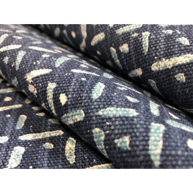 1.25 yards of 54" wide abstract ethnic geometric upholstery drapery fabric in navy blue and white. Price is for entire...