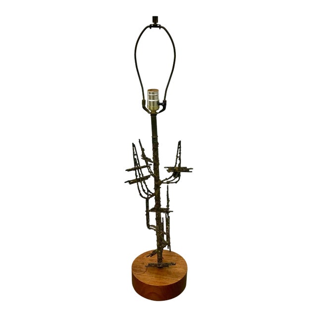 Vintage Marcello Fantoni for Raymor Brutalist Welded Bronzed Metal Lamp For Sale