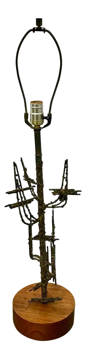 Vintage Marcello Fantoni for Raymor Brutalist Welded Bronzed Metal Lamp