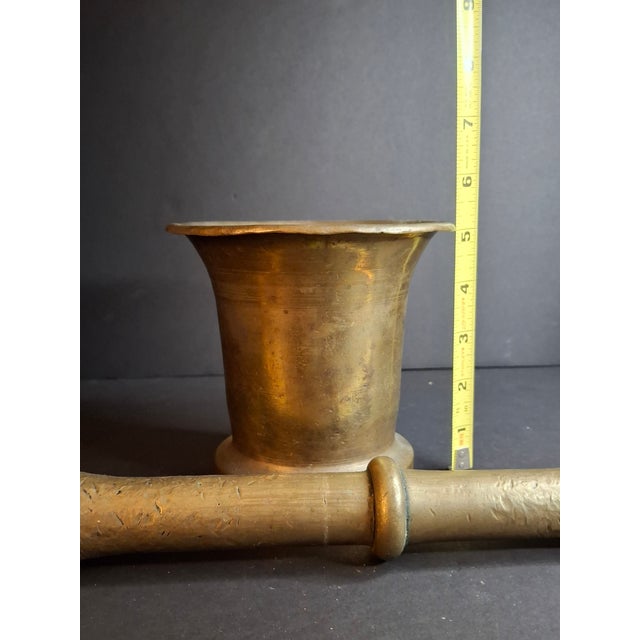 18th Century Antique 17th/18th C. Heavy Cast Bell Metal Brass Mortar & Pestle, J. Greenstein Provenance Judaica For Sale - Image 5 of 18