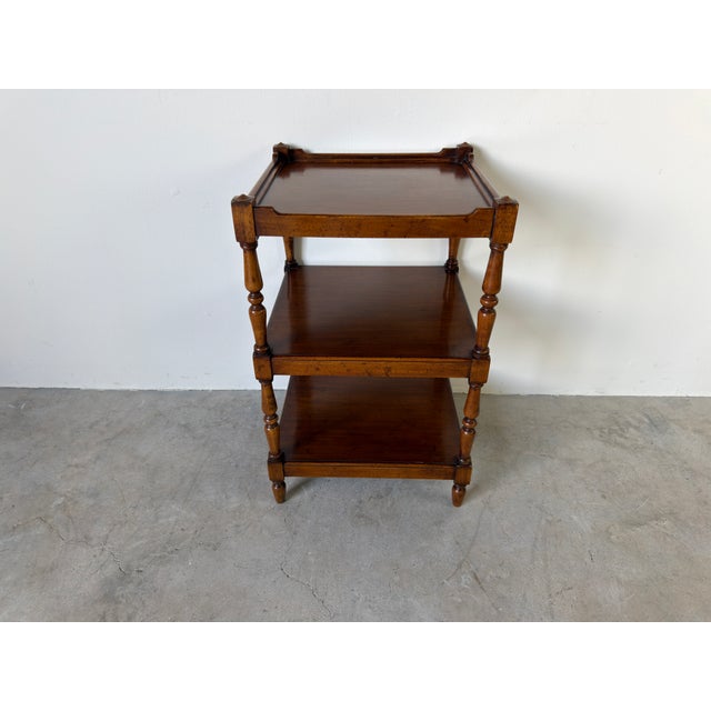English Vintage English Three Tier Side Table With Gallery Top For Sale - Image 3 of 13