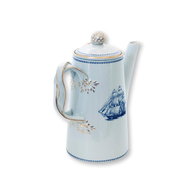 Ceramic Mid 20th Century Nautical Spode Clipper Ship Tradewind Blue Coffee Pot For Sale - Image 7 of 7