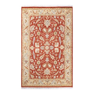 Mogul, One-of-a-Kind Hand-Knotted Area Rug - Orange, 4' 2" x 6' 5" For Sale