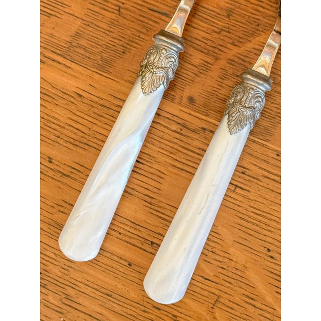 Late 20th Century Eme Italian Faux Mother of Pearl Stainless Flatware For Sale - Image 5 of 11