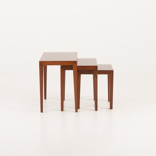 1960s Vintage Danish Rosewood Nesting Tables by Severin Hansen for Haslev Møbelsnedkeri, 1960s, Set of 3 For Sale - Image 5 of 18