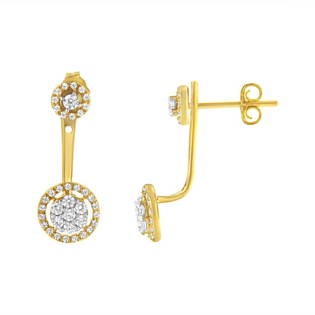 Delight in the timeless elegance of our 14K yellow gold-plated sterling silver earrings. Embellished with a stunning array...
