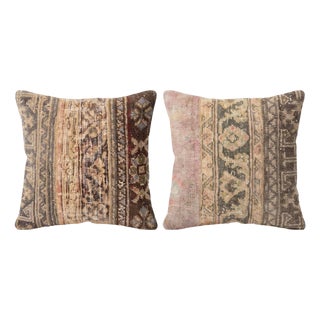 Muted Turkish Rug Pillow Cover 20'' X 20'' - Set of Two For Sale