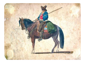 A Cowboy on the Horse - Original Ink and Watercolor by C. Coleman - Late 1800 Late 19th Century
