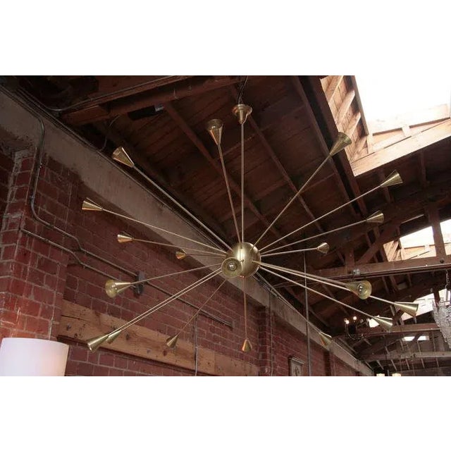 Mid-Century Modern Brass Sputnik Chandelier With Twenty Arms For Sale - Image 3 of 9