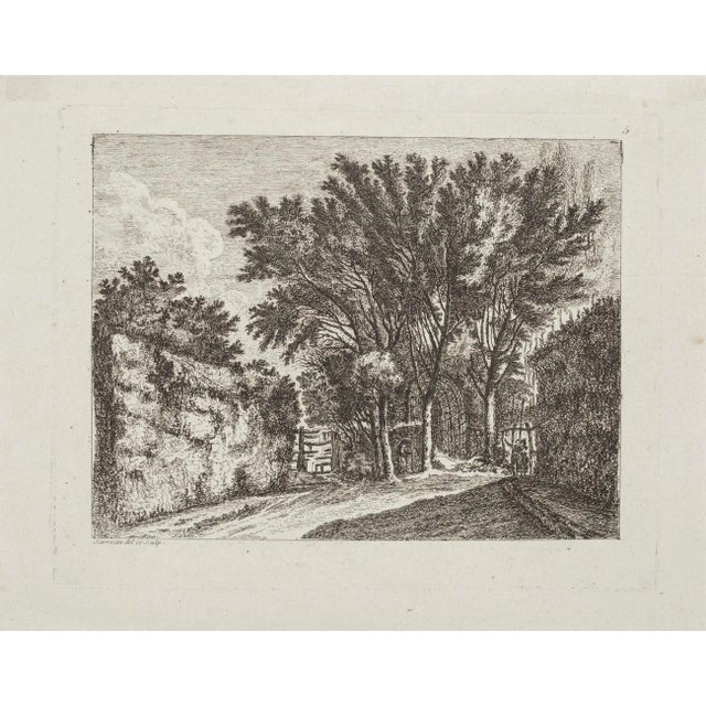 ''The Forest'' is an original drawing in etching, realized by Jean Philippe Serrazin (1736-1793). The state of...