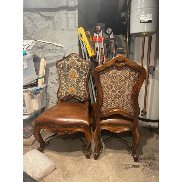 2010s Set of 12 John-Richard Upholstered Dining Chairs With Leather Seats For Sale - Image 5 of 15