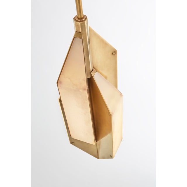 Visual Comfort Kelly Wearstler for Visual Comfort Signature Ophelion Small Pendant in Antique-Burnished Brass with Alabaster For Sale - Image 4 of 6