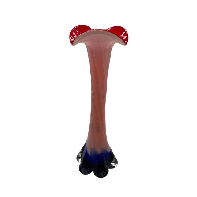 Red Murano Glass Flower Vase, Italy, 1960s For Sale - Image 4 of 7