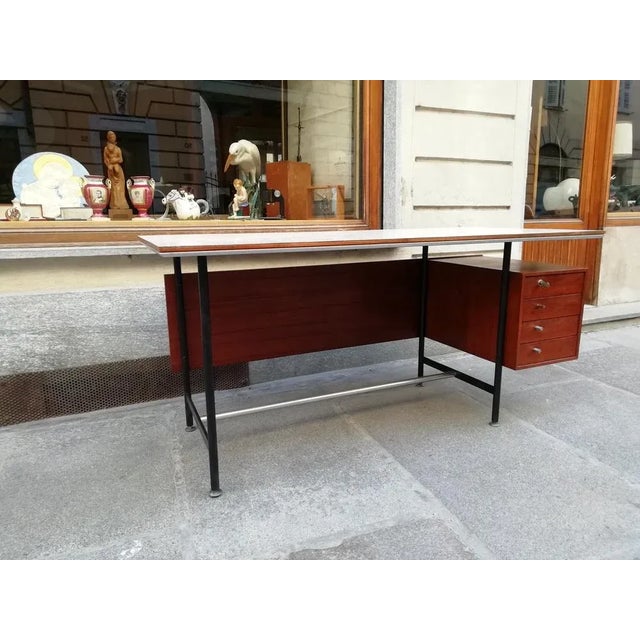 Brown Desk and Armchair by Gio Ponti for Studio PFR, Italy, 1950s, Set of 2 For Sale - Image 8 of 18