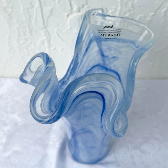 Italian Italian Hand-Blown Art Glass Vase Made in the Murano Tradition For Sale - Image 3 of 7