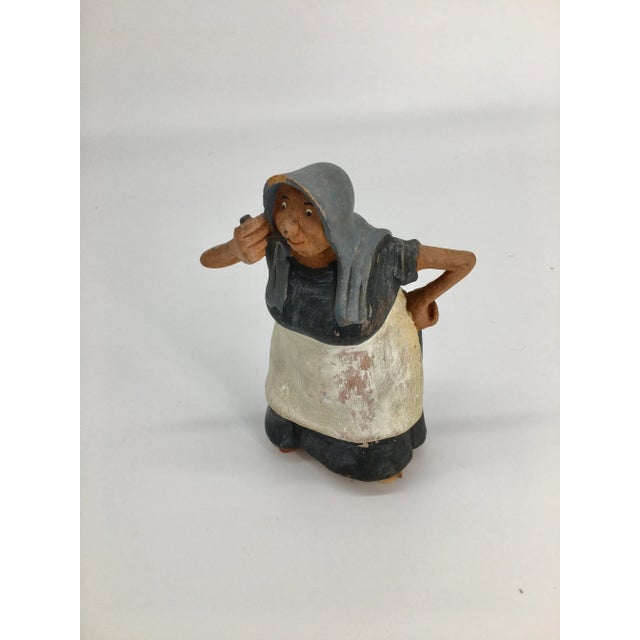 Cerulean Vintage Pipe-Smoking Lady Wooden Figurine For Sale - Image 8 of 8