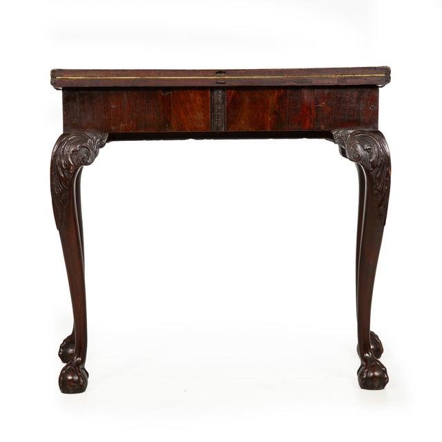 Wood Rare English George III Antique Mahogany Card Game Table Circa 1760 For Sale - Image 7 of 18