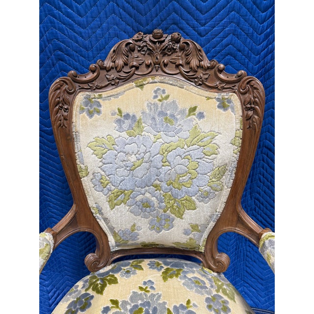 Late 19th Century Late 19th Century Louis XV Style Fauteuil Floral Armchair For Sale - Image 5 of 7