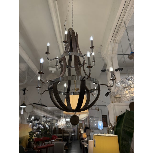Restoration Hardware Twelve Light Wine Barrel Chandelier For Sale - Image 14 of 15