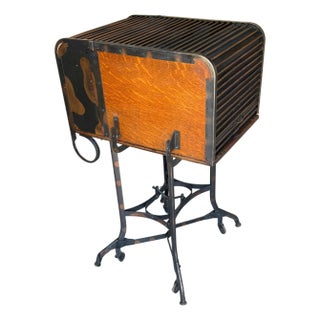 American Industrial Roll Top Desk/Table/Bar by Toledo, Japanned Finish For Sale
