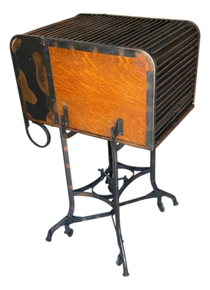 American Industrial Roll Top Desk/Table/Bar by Toledo, Japanned Finish