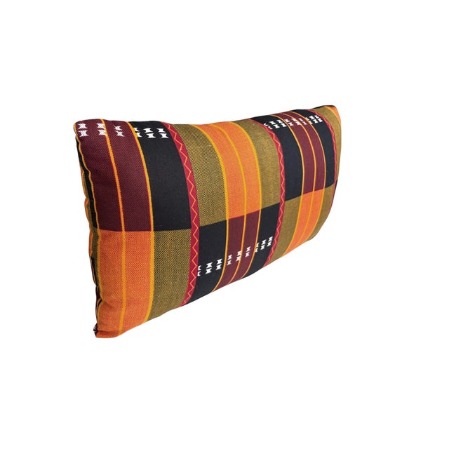 African African Kente Cloth Throw Lumbar Pillow 17" W For Sale - Image 3 of 5