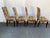 Love! Iconic Jack Lenor Larsen "Primavera" velvet fabric on a set of 4 Parsons chairs with black lacquered legs. According...