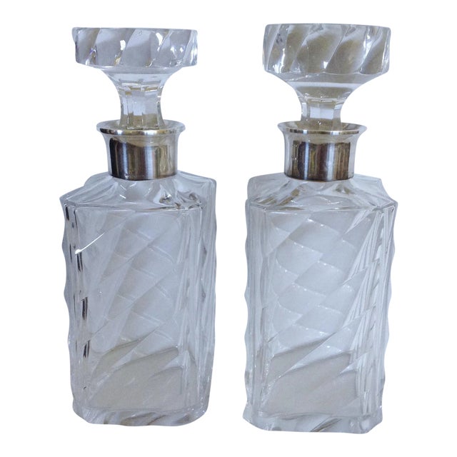 Pair of Liquor Decanters w/ Sterling Collars Chairish