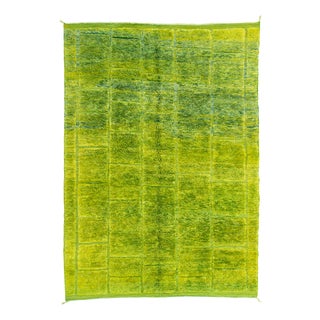 3.00 X 2.21 M Hand-Knotted Wool Rug - Vibrant Lime Green & Neon Yellow Statement Carpet, One of a Kind For Sale