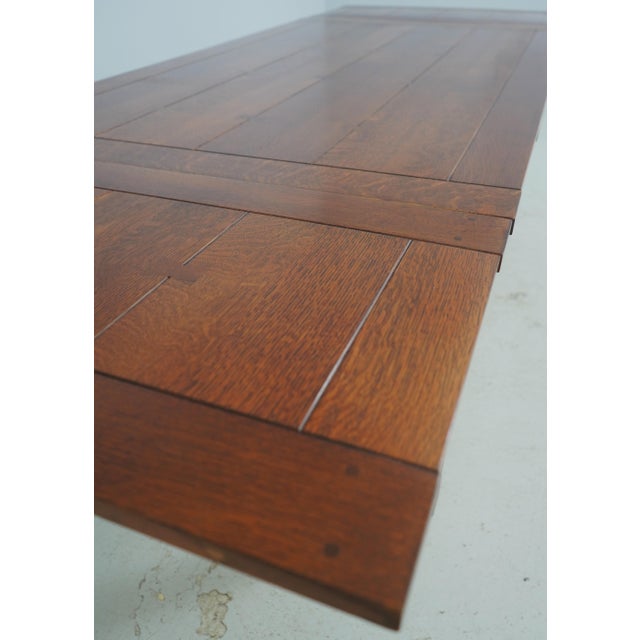 Wood Stickley Mission Oak Refractory Draw-Leaf Dining Table For Sale - Image 7 of 18
