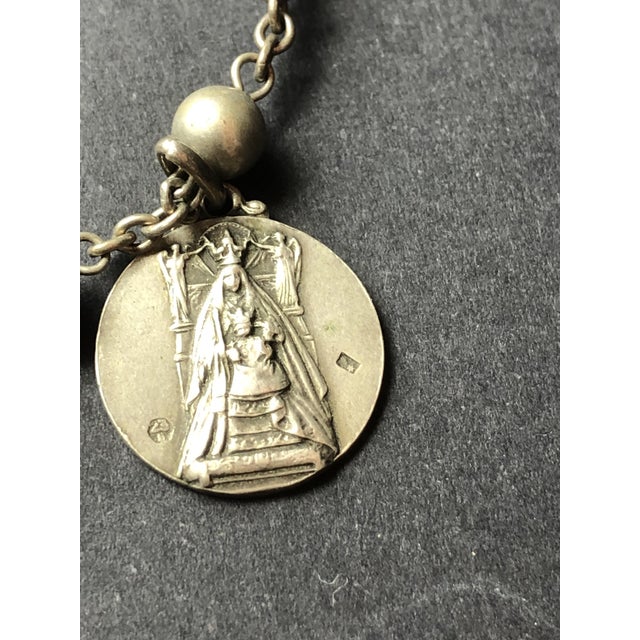 Metal Antique Silver Rosary, 1890 For Sale - Image 7 of 11