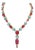 Bochic “Capri” Vintage Ruby & Turquoise Flower Necklace - 18K & Silver For Sale