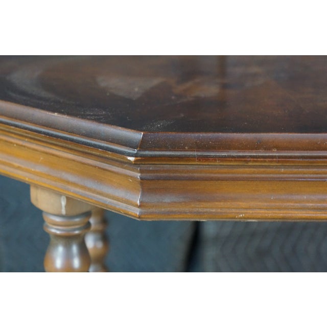Antique Jacobean Style Walnut Burl Octagonal Parlor Side Accent Table For Sale - Image 10 of 15