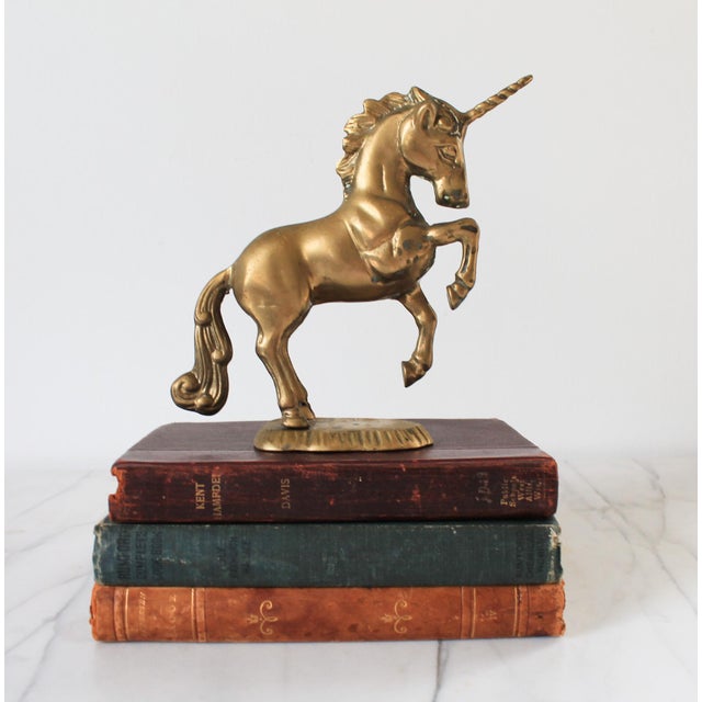 Metal Vintage Brass Unicorn Figure For Sale - Image 7 of 10