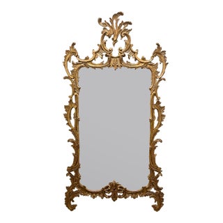 Custom Italian Rococo Mirror With Hand-Carved, Gilt Wood Frame For Sale