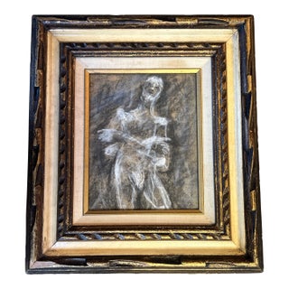 1970’s Original Abstract Expressionist Male Figure Charcoal Drawing For Sale