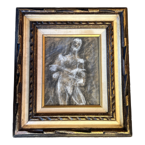 1970’s Original Abstract Expressionist Male Figure Charcoal Drawing